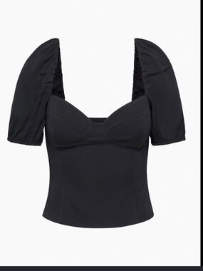 Wilfred Black Puff-Sleeve Sweetheart Blouse- Novella